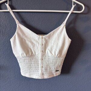White Smocked Crop Tank Top